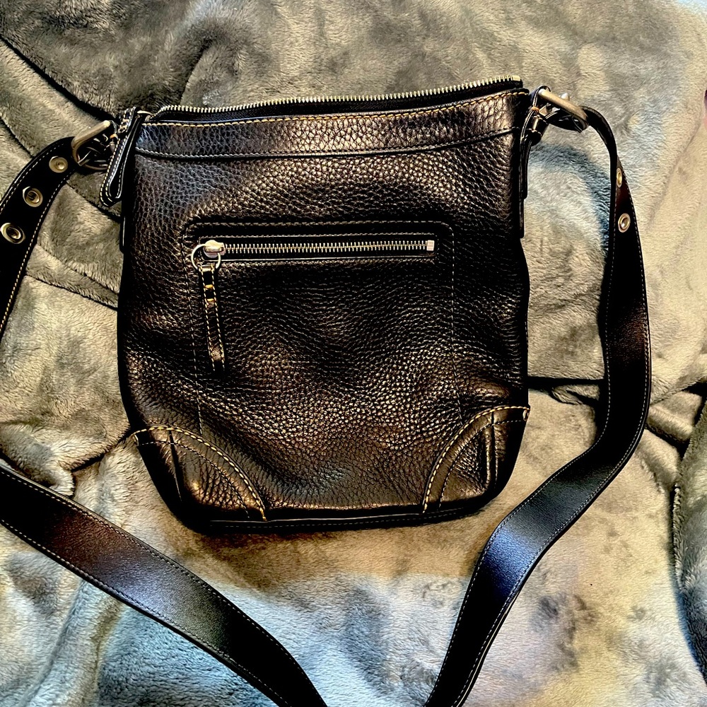 Coach Pebbled Leather No F12319 Black Crossbody/Shoulder Bag
